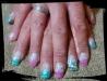 Acrylics sculptured with glitter